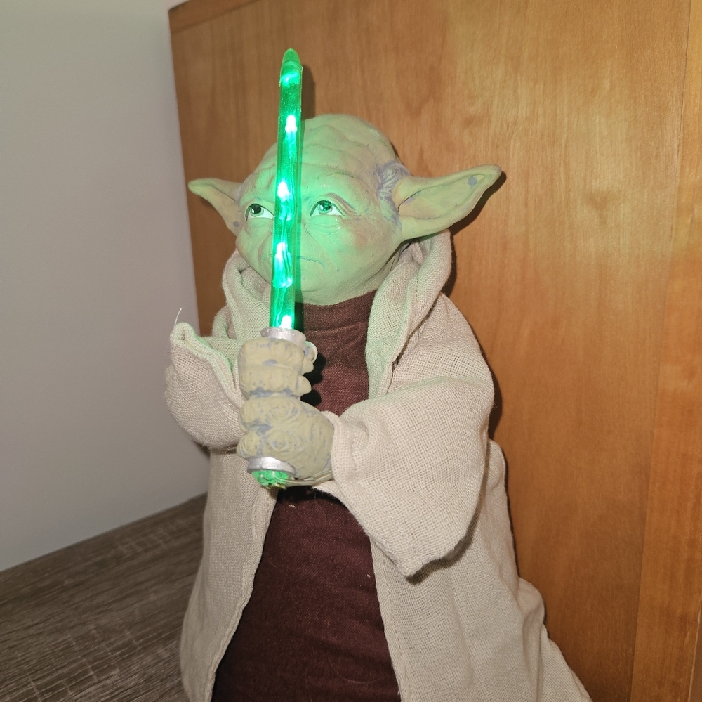 Yoda Tree Topper with Green Lightsaber